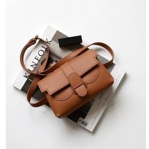Aria vegan leather crossbody belt bag chestnut gold